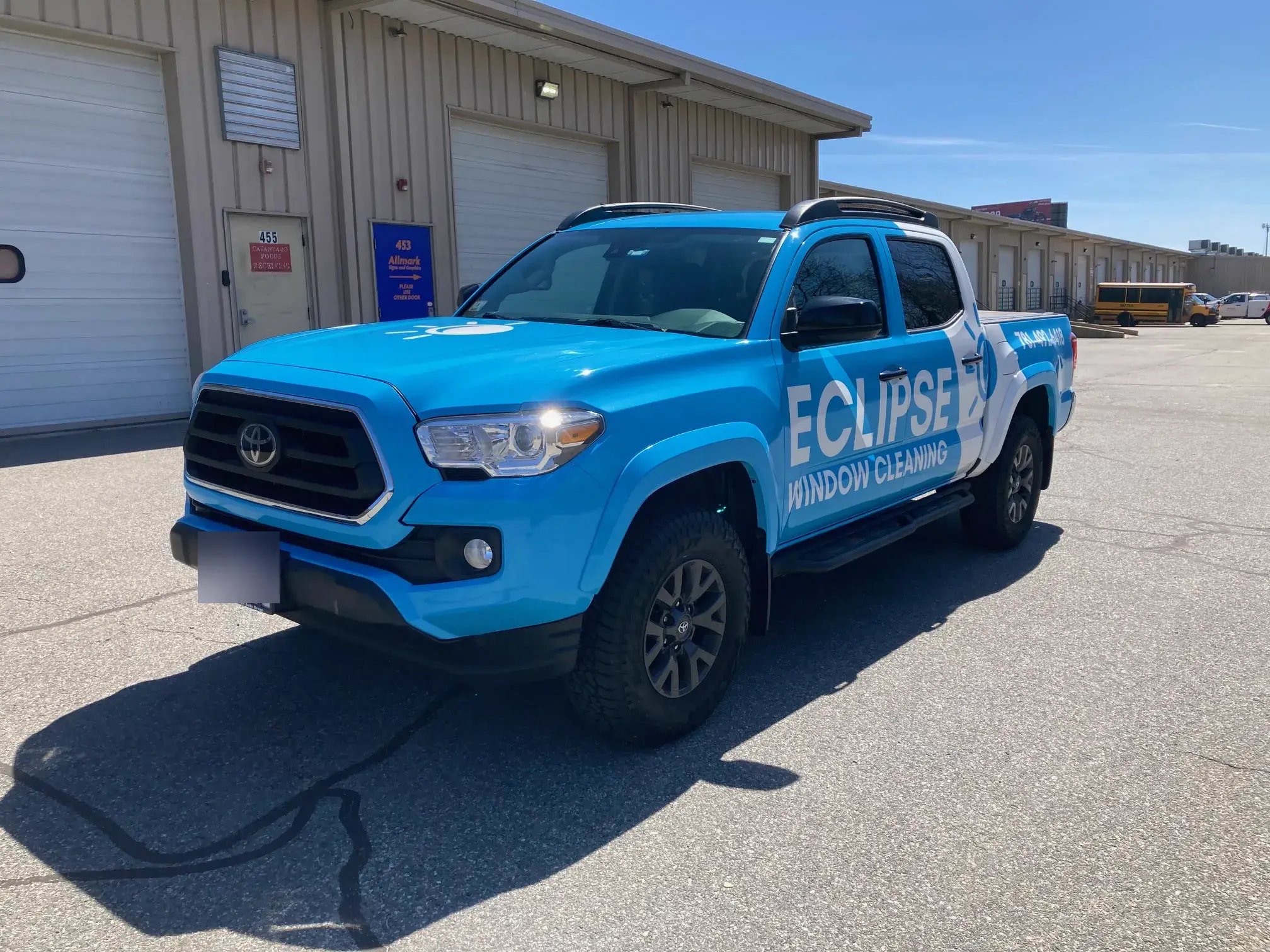 Front three-quarter view of the wrapped Eclipse Window Cleaning pickup
