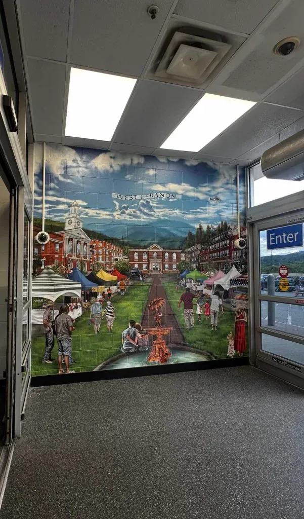 Entrance vestibule mural and wayfinding graphics