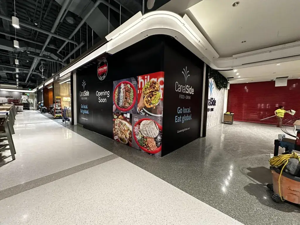 CanalSide Food and Drink hoarding at CambridgeSide