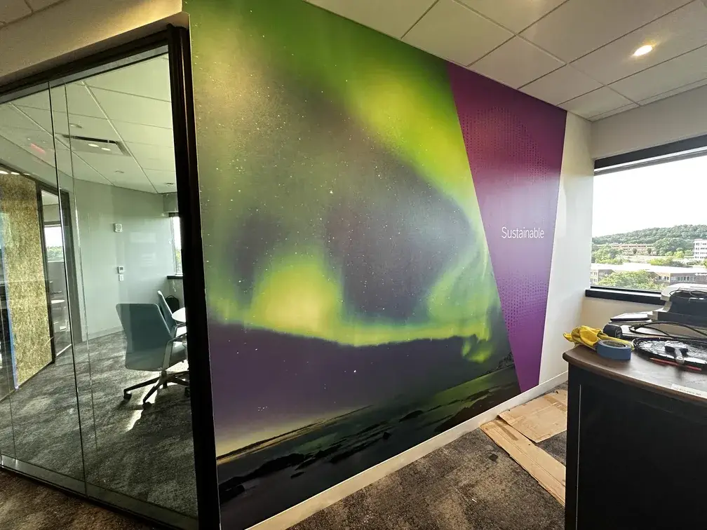 Theory Media wall covering installation